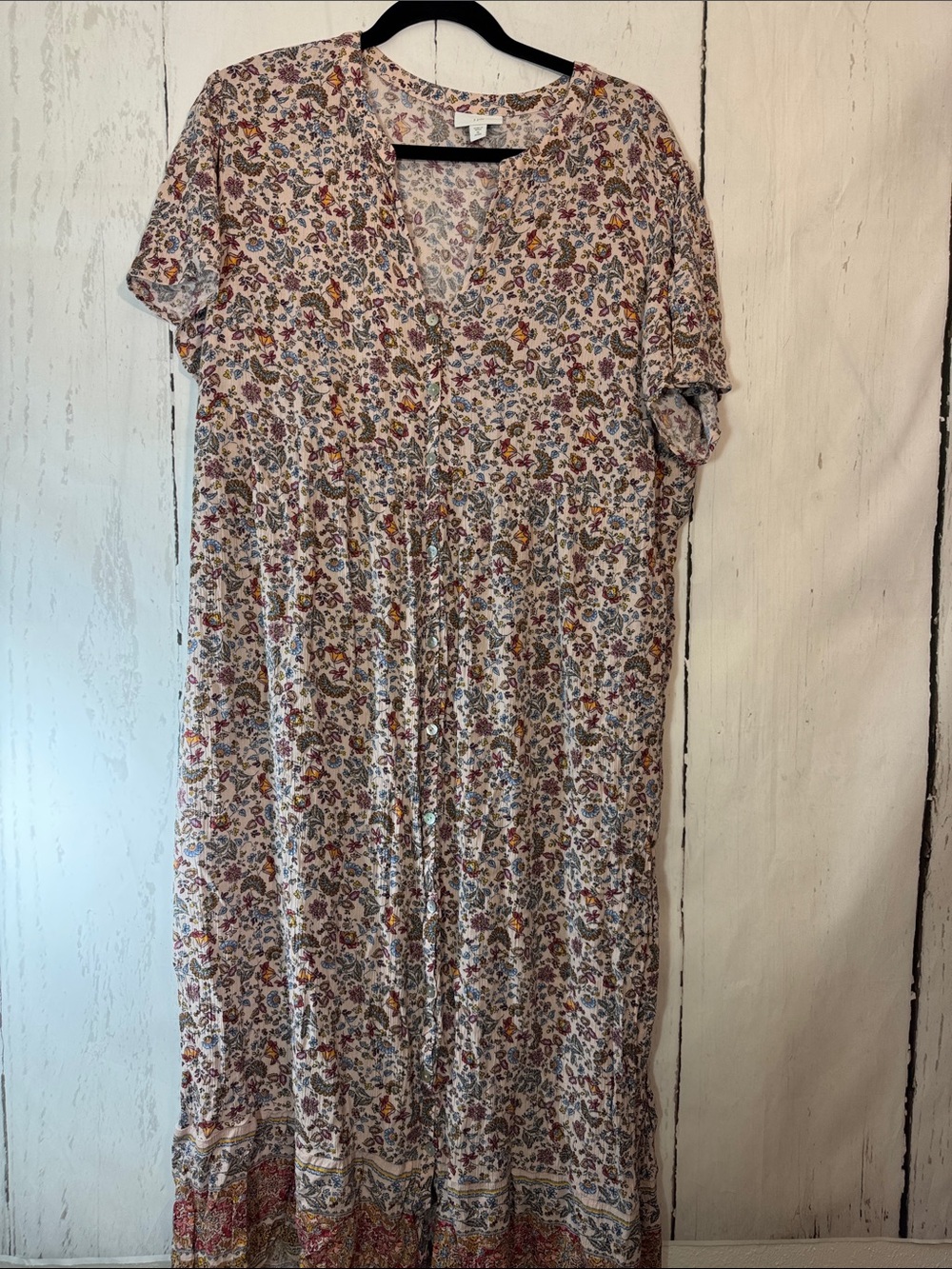 J. Jill Floral Maxi Dress in Cream color w Multi/ colored floral fabric